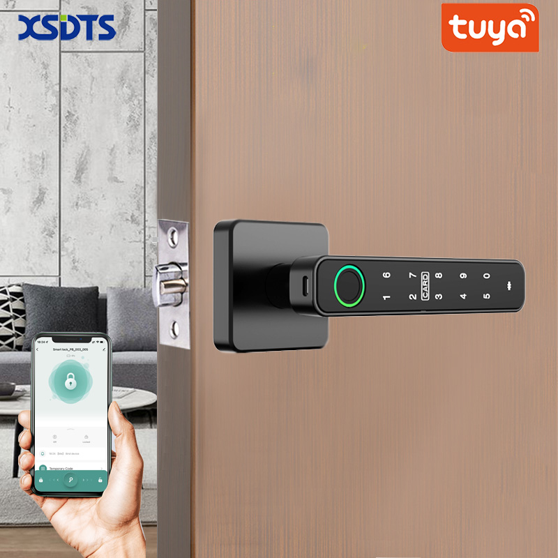 Smart Home Technology - XSDTS Tuya ハンドル指紋キーカードデジタルスマートドアロックキーパッドキーエントリー電子ロックホームハウスアパート