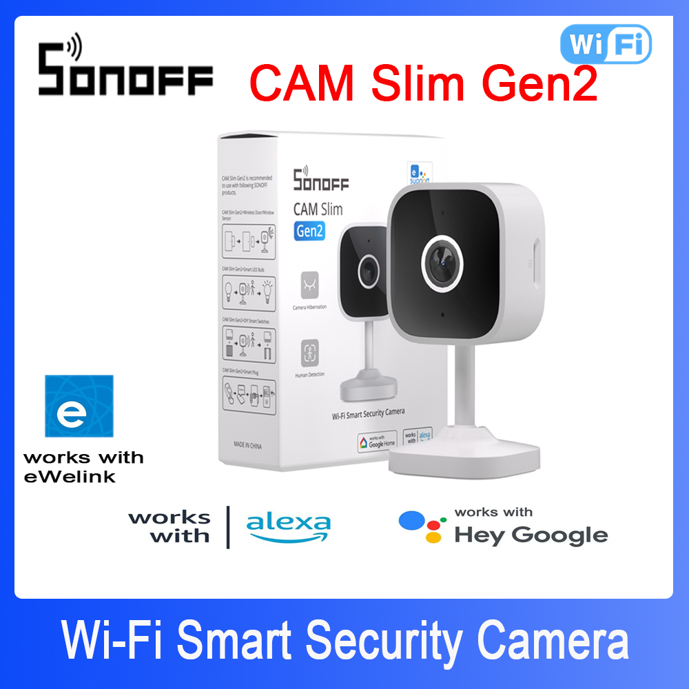 Smart Home Cctv - Sonoff-スマートホームセキュリティカメラ,wifi,1080p HD,モーション検出,双方向オーディオ,ewelinkアプリのサポート,Alexa, Google,スリム,Gen2