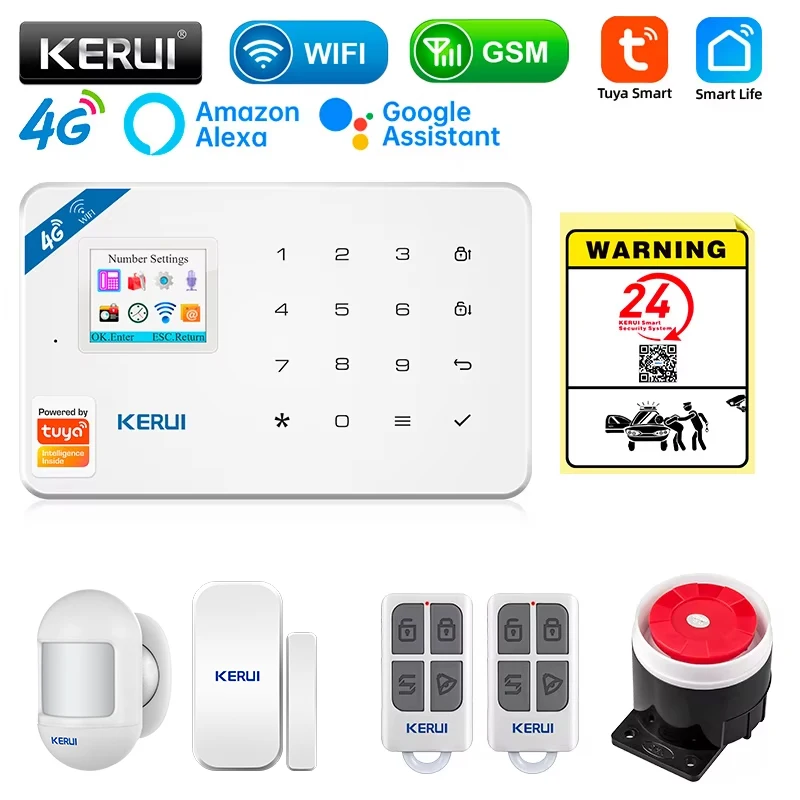 Smart Home Demo Kit - KERUI セキュリティ警報システムキット W184 4G WIFI GSM