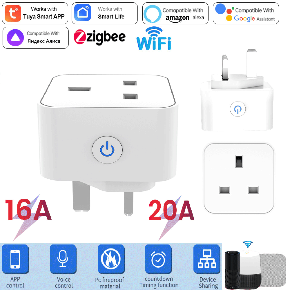Tuya スマートソケット 16A/20A WiFi または - Smart Home Technology のレビューと価格